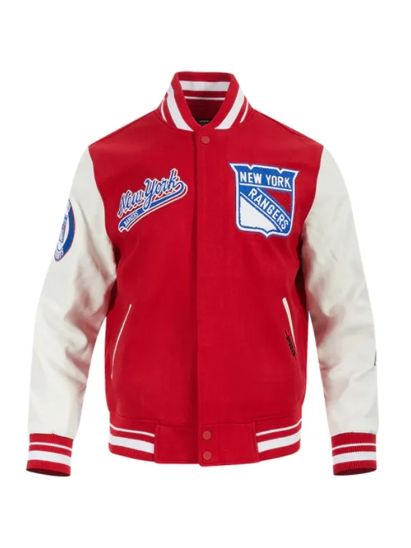 NHL New York Rangers Blue Wool Varsity Jacket 2025 NHL New York Rangers Blue Wool Varsity Jacket 2025