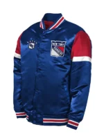 NHL New York Rangers Blue Satin Varsity Jacket