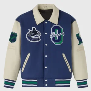 2025 Vancouver Canucks Blue Wool Varsity Jacket