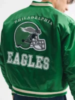 Philadelphia Eagles 2025 Green Satin Varsity Jacket