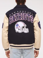 NFL 2026 New England Patriots Unisex Blue & Beige Wool Varsity Bomber Jacket