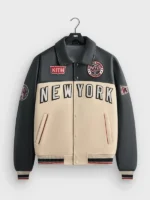 NHL New York Rangers Blue Leather Bomber Jacket