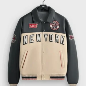 NHL New York Rangers Blue Leather Bomber Jacket