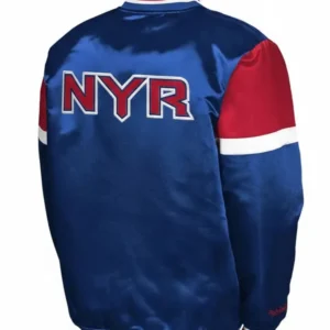 NHL New York Rangers Blue Satin Varsity Jacket