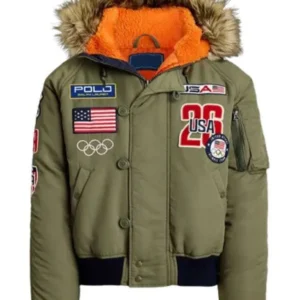 Team USA Green Hooded Bomber Jacket Olympics 2026