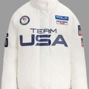 Milano Cortina Team USA White Down Puffer Jacket 2026