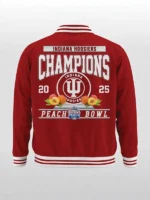 Peach Bowl 2025 Indiana Hoosiers Red Varsity Jacket