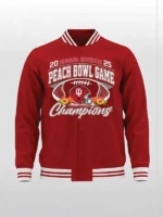Peach Bowl 2025 Indiana Hoosiers Red Varsity Jacket
