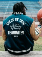 AJ Brown Philadelphia Eagles Green Wool Varsity Jacket - Image 2