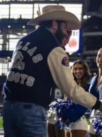 Post Malone Red Kettle Kickoff Cowboys Varsity Jacket