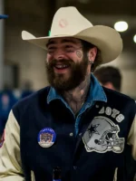 Post Malone Red Kettle Kickoff Cowboys Varsity Jacket - Image 3