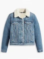 Sadie Mayfield Blue Sherpa Denim Trucker Jacket