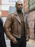 Anthony Mackie Falcon & Winter Soldier Brown Leather Jacket