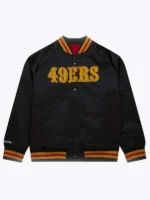San Francisco 49ers Black Satin Raglan Jacket - Image 2