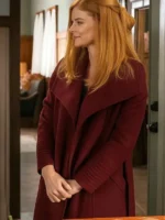 Sarah Rafferty Maroon Wool Trench Coat 2025