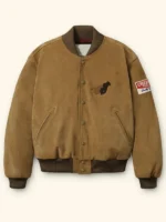 Wrangler x Cherry Tan Suede Varsity Jacket