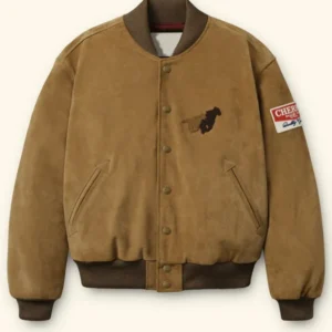 Wrangler x Cherry Tan Suede Varsity Jacket