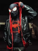 Spider-Man Across The Spider-Verse Black Leather Jacket