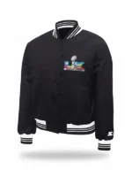 Super Bowl LX 2026 Starter Black Cropped Varsity Jacket