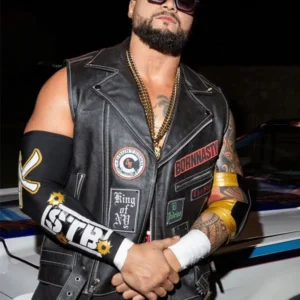 TNA Mike Santana Black Leather Vest 2025