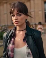 Sex Education Emma Mackey S4 Black Leather Jacket