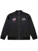 Team USA Snoop Dogg Black Satin Bomber Jacket
