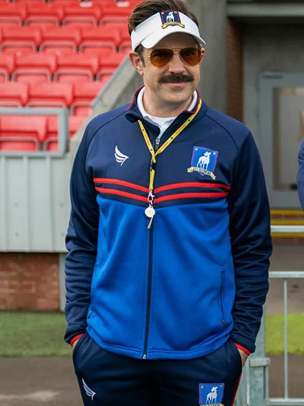 Jason Sudeikis Ted Lasso Blue Track Jacket Jason Sudeikis Ted Lasso Blue Track Jacket