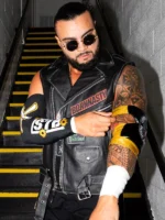 TNA Mike Santana Black Leather Vest 2025 - Image 2