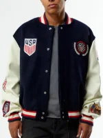 US Soccer x Jeff Hamilton Blue Wool Varsity Jacket