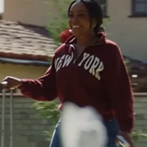 Dominique Perry Burgundy Fleece Jacket 2025 Movie