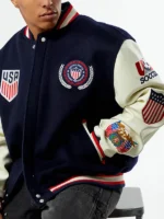 US Soccer x Jeff Hamilton Blue Wool Varsity Jacket - Image 2