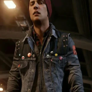 Infamous Second Son Troy Baker Denim Vest for Men