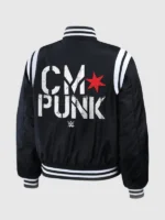 WWE CM Punk 2026 Black Bomber Varsity Jacket