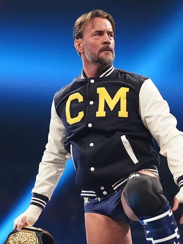WWE CM Punk Steiner Bros Black Varsity Jacket WWE CM Punk Steiner Bros Black Varsity Jacket