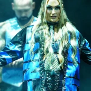 Izzi Dame Black Blue Leather Jacket WWE NXT