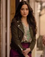 Paniz Zade Luckless In Love Green Leather Jacket