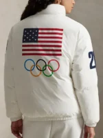Milano Cortina Team USA White Down Puffer Jacket 2026