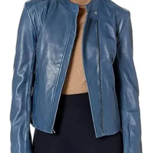 Women’s Stand Collar Leather Jacket