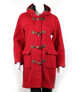 Women’s Red Wool Toggle Winter Coat