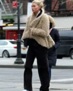 Elsa Hosk Sheep-Look Faux Fur Jacket