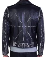 Silver Spiked Studs Black Leather Jacket