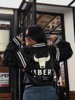 WWE Roxanne Perez Black Satin Varsity Jacket 2025