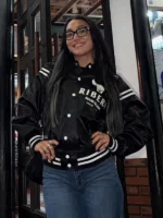 WWE Roxanne Perez Black Satin Varsity Jacket 2025