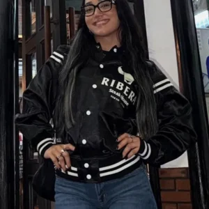 WWE Roxanne Perez Black Satin Varsity Jacket 2025