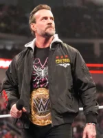 CM Punk Black Hooded Bomber Jacket WWE