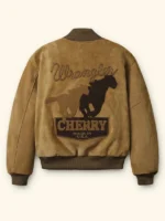 Wrangler x Cherry Tan Suede Varsity Jacket