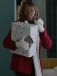 Zoe Butler Red Wool Hooded Coat Christmas on Duty