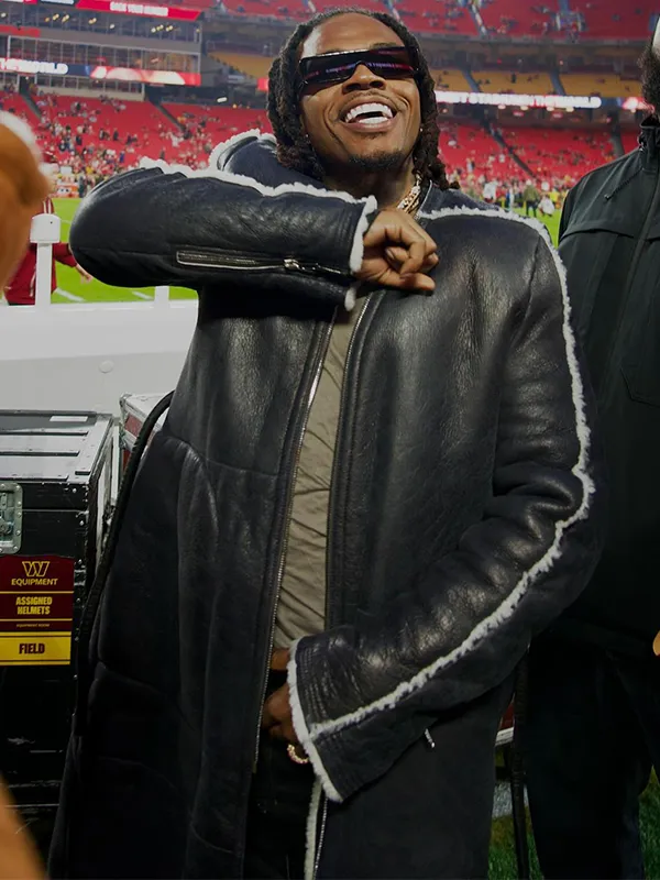 Gunna Monday Night Football Black Leather Coat