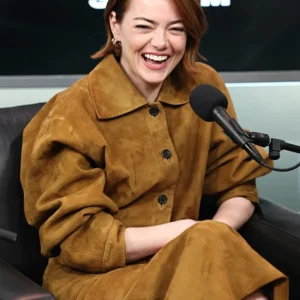 Bugonia 2025 Michelle Brown Suede Cropped Jacket