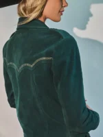 Emerald City Green Suede Biker Jacket Rodeo 2025